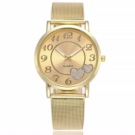 Women's Mesh Hearts Decorated Watch - wnkrs