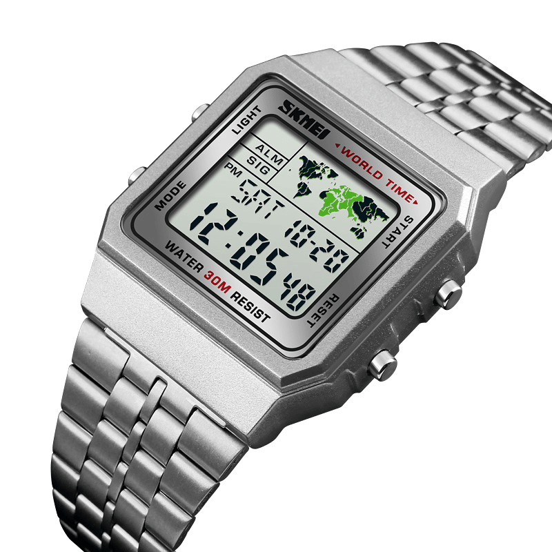 Classic Stainless Steel Watches with Digital Movement