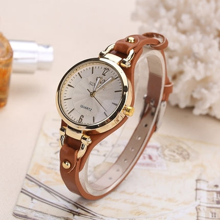 Women's Stylish Wristwatch with Thin Leather Band - wnkrs