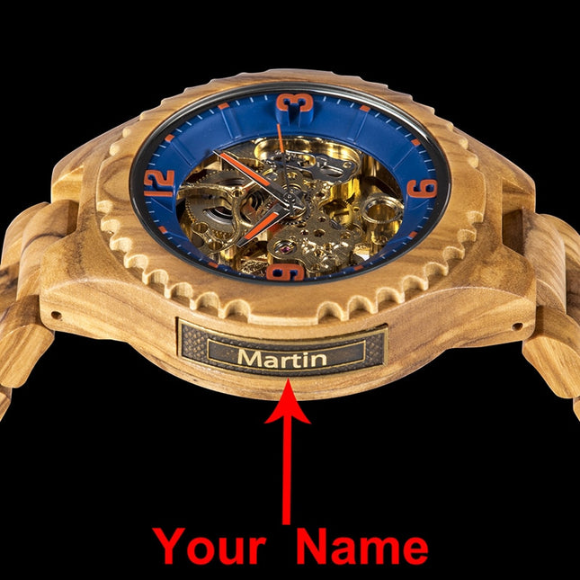 Logo Customized Wooden Mechanical Watch for Men - wnkrs