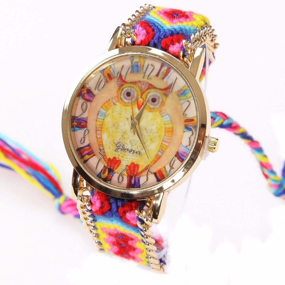 Ethnic Rainbow Watches With Owl Image