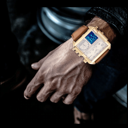Luxurious Dual Display Watches for Men with Leather Strap - wnkrs