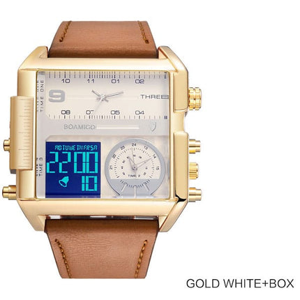 Luxurious Dual Display Watches for Men with Leather Strap - wnkrs