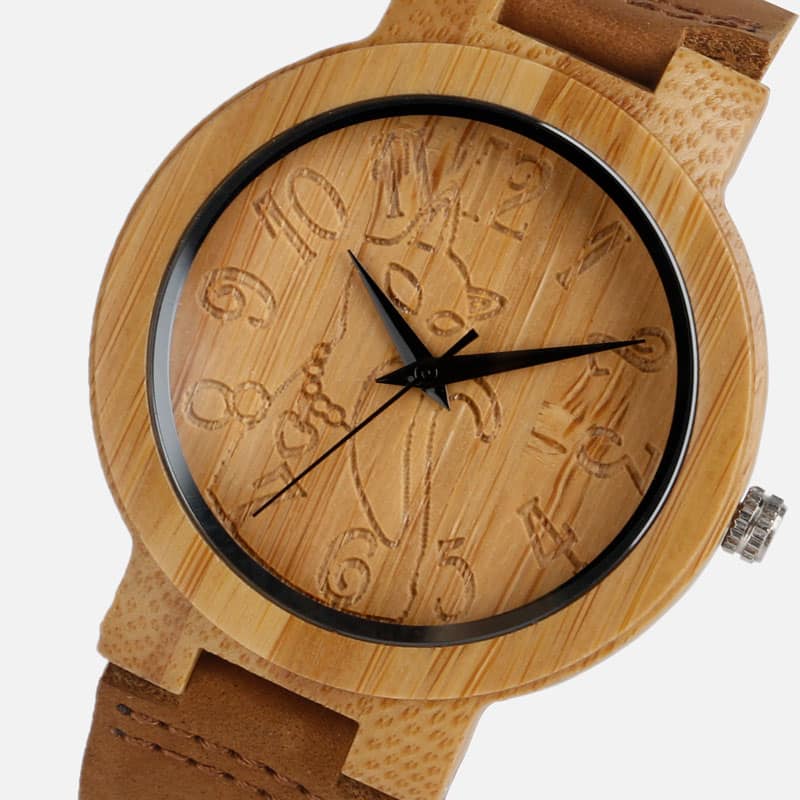 Women's Lovely Cat Wood Watch