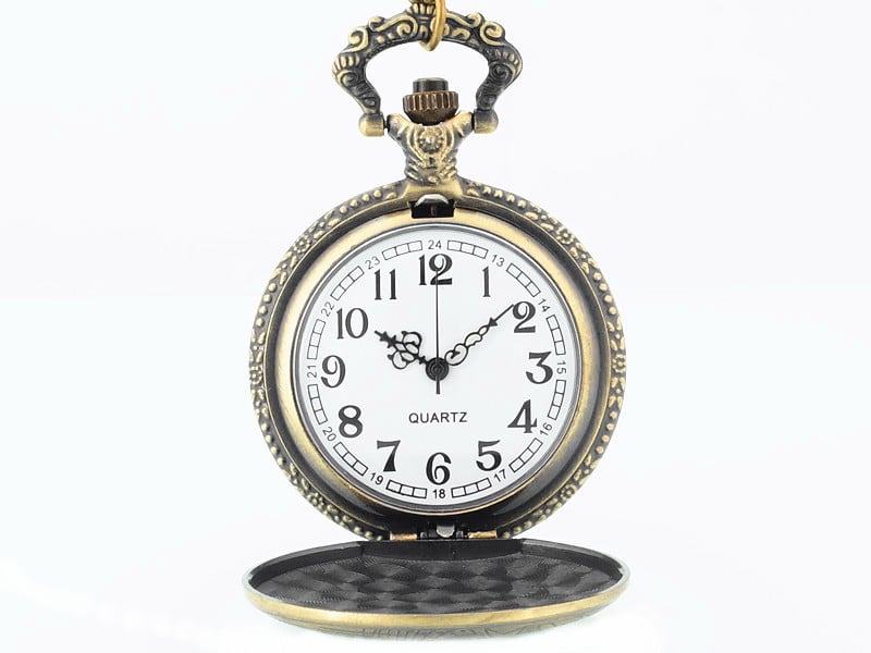 Vintage Bronze Flower Pocket Watch