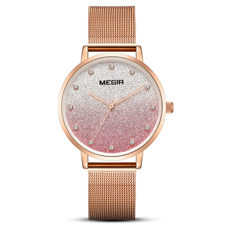 Women's Gradient Glitter Design Dial Watch