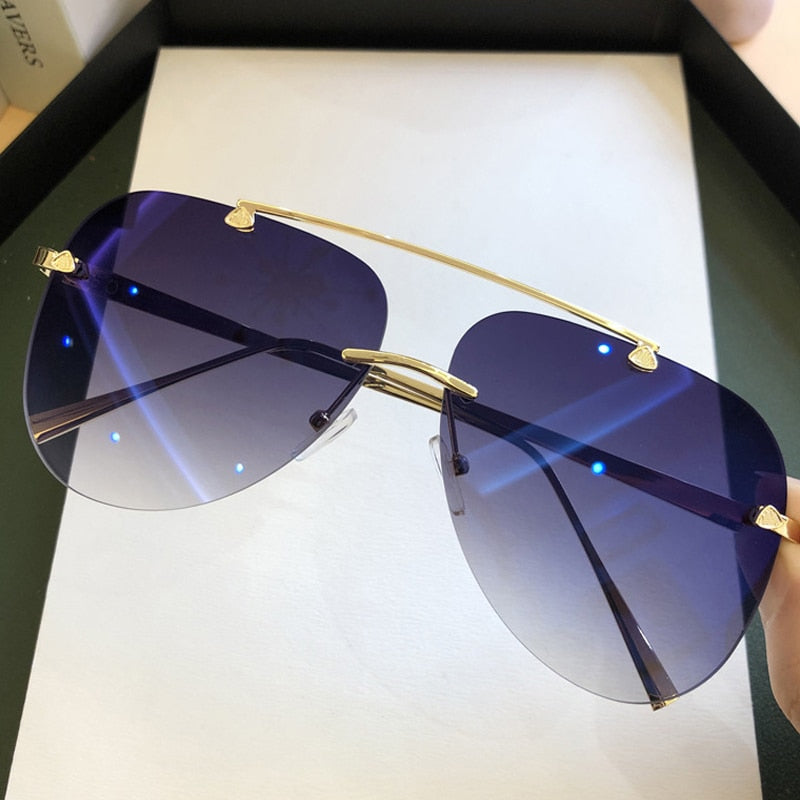 Men's Rimless Aviator Sunglasses