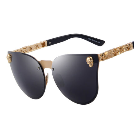 Women Gothic Gold Skull Frame Metal Sunglasses - wnkrs