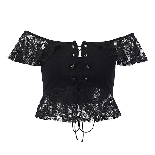 Women's Lace Square Collar Top - Wnkrs