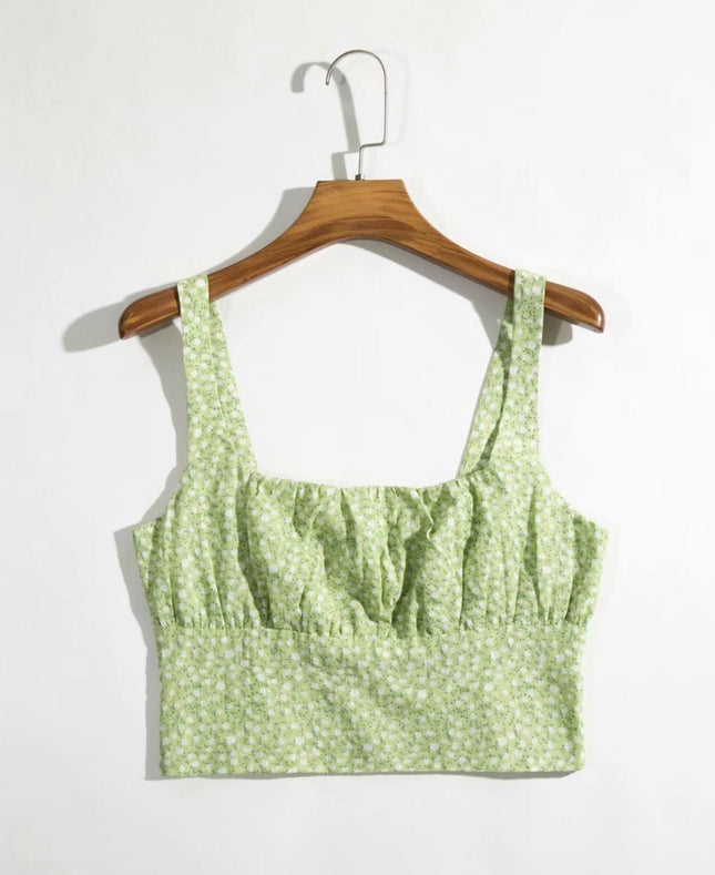 Women's Light Green Cropped Camis Top - Wnkrs