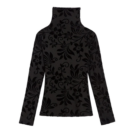 Women's Velvet Leaves Sheer Blouse - Wnkrs