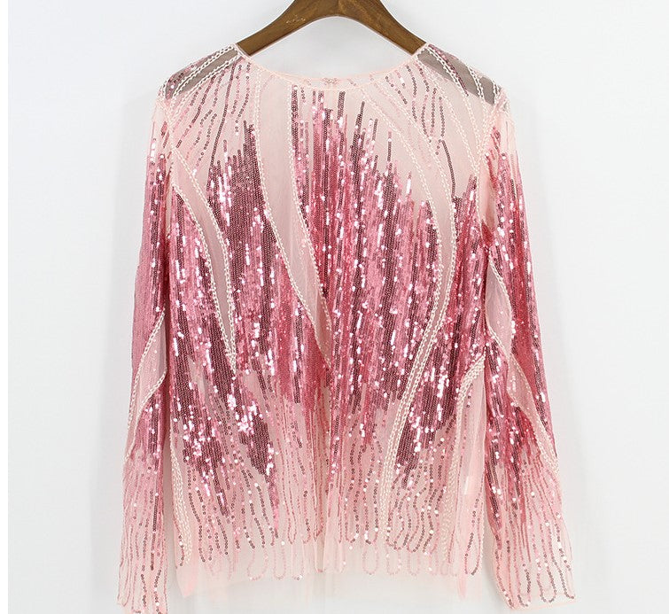 Women's Sequined Sheer Blouse