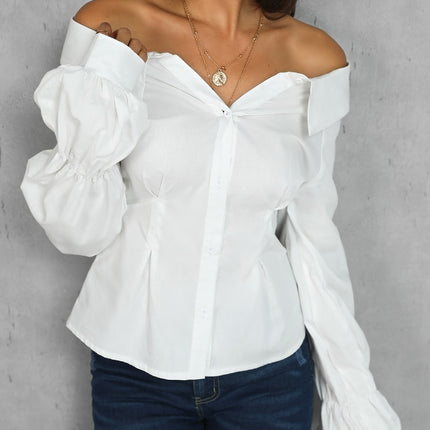 Women's Casual Blouse with Lantern Sleeve - Wnkrs