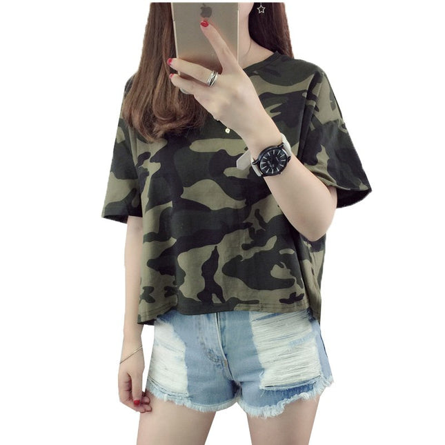 Loose T-Shirts for Women with Camouflage Prints - Wnkrs