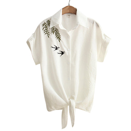 Women's Casual Blouse With Floral Embroidery - Wnkrs