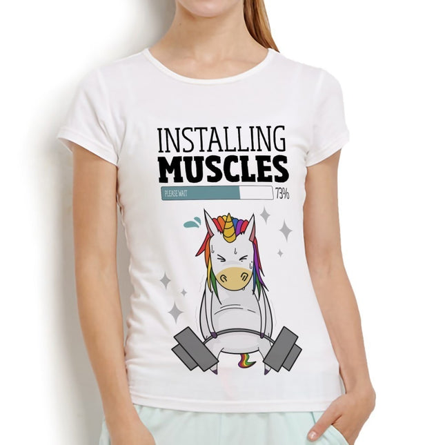 Bodybuilding Gym Unicorn Printed Women's T-Shirt - Wnkrs