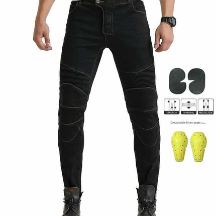 Cotton Motorcycle Jeans with Protective Knee Pads - wnkrs