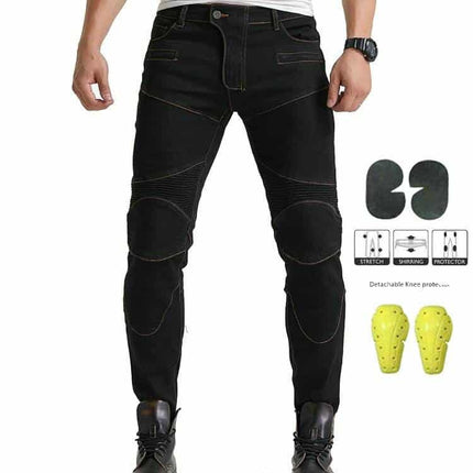 Cotton Motorcycle Jeans with Protective Knee Pads - wnkrs