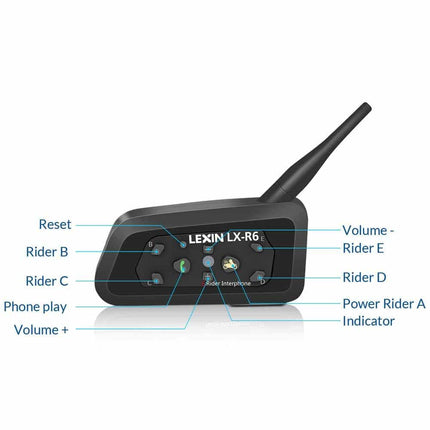 Motorcycle Bluetooth Intercom for Six Riders - wnkrs