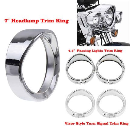 Motorcycle Chrome Headlight Trim Ring Set - wnkrs