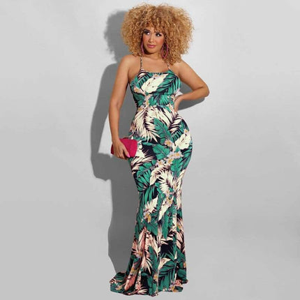 Printed Bodycon Maxi Dress - Wnkrs