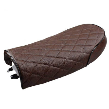 Quilted Dark Brown Leather Motorcycle Seat - wnkrs