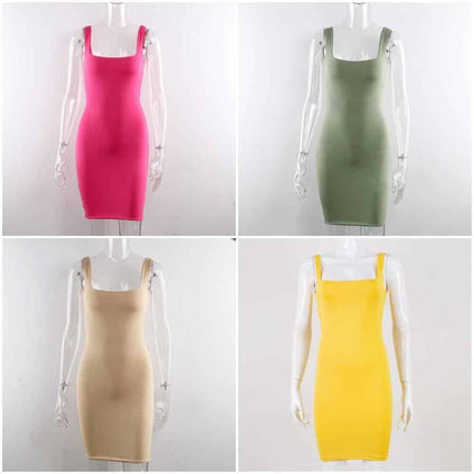 Spaghetti Strap Simple Women's Bodycon Dress - wnkrs