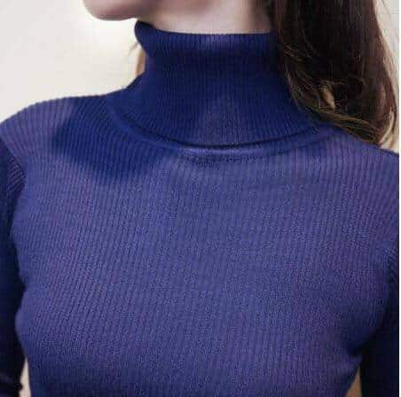 Women's Knitted Solid Color Turtleneck Dress - wnkrs