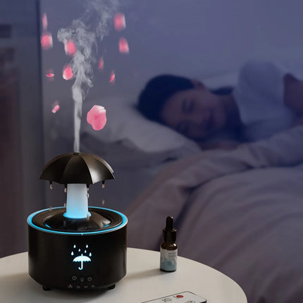 Humidificador de aromaterapia con forma de gota de lluvia giratoria creativa - Nube de niebla colorida