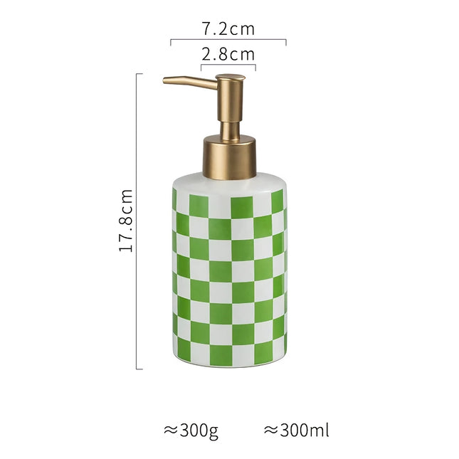 Elegante dispensador de cerámica para baño a cuadros
