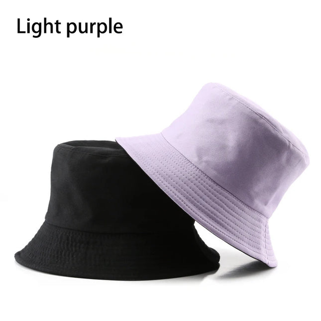 Classic Cotton Black Reversible Bucket Hat – Casual Sun Cap for Outdoor Adventures