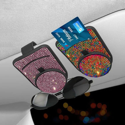 Luxury Leather Bling Sunglass & Card Holder for Car Visor - Wnkrs