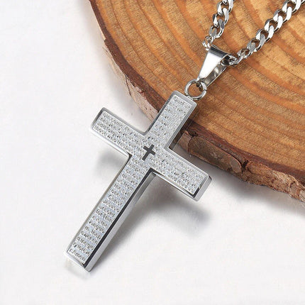 Stylish Unisex Cross Pendant Necklace with Cuban Link Chain - Wnkrs