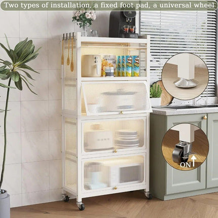 5-Tier Pantry Storage Cabinet with Clamshell Door - Wnkrs