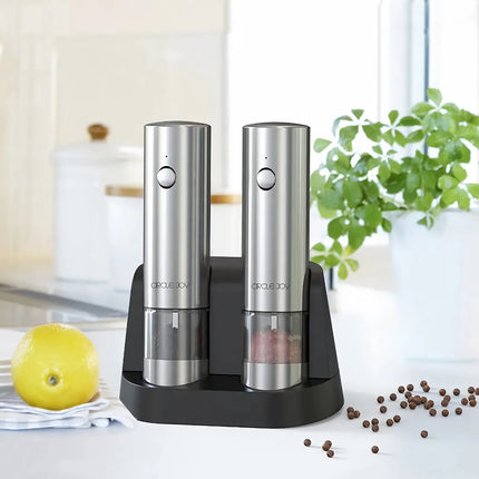 Rechargeable Electric Salt and Pepper Grinder Set with Base