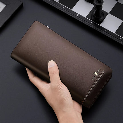 Portefeuille long en cuir pour homme – Porte-cartes et pochette à fermeture éclair de grande capacité