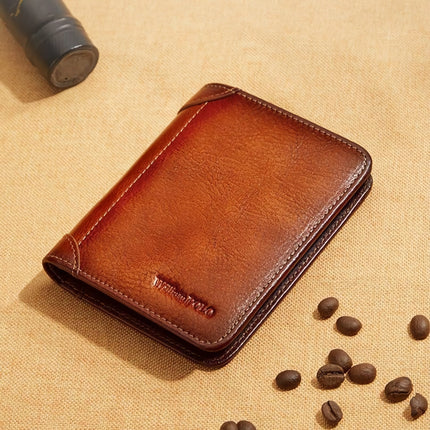 Portefeuille de luxe en cuir véritable pour homme - Petit porte-cartes de haute qualité et porte-monnaie de poche rétro