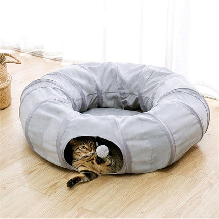 Lit tunnel pliable interactif pour chat