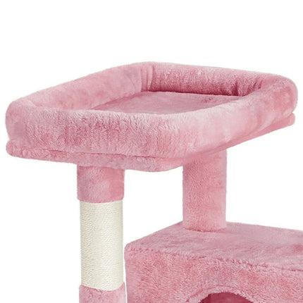 64'' Multi-Level Pink Cat Tree Tower with Condos, Scratching Posts, and Hammock - Wnkrs