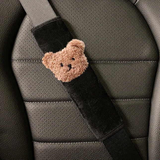 Cute Bear Car Seatbelt Cushion for Kids - Soft Leather Shoulder Strap Pad - Wnkrs