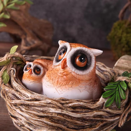 Owl in Nest Resin Sculpture