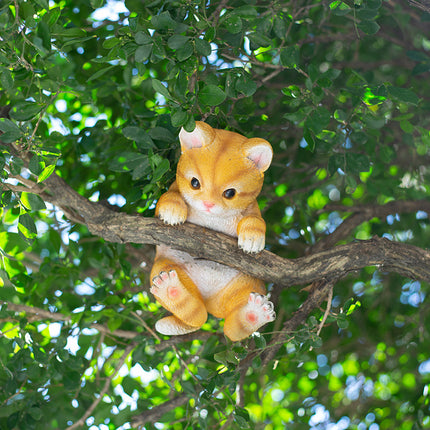 Adorable colgante de gato de resina para decoración de jardín y hogar