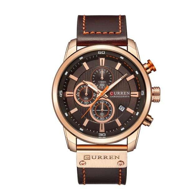 Montre chronographe de sport en cuir pour homme