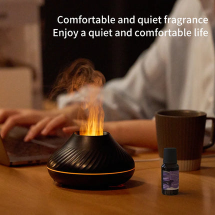 Humidificador de aromaterapia con simulación de llama y luz nocturna con degradado colorido