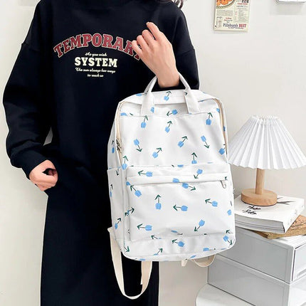 Tulip Print College-Style Backpack for Women - Wnkrs