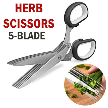 Herb Scissors Set With 5 Blades And Cover - Multipurpose Kitchen Chopping Shear - Wnkrs