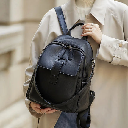 Sac à dos élégant en cuir véritable pour femme