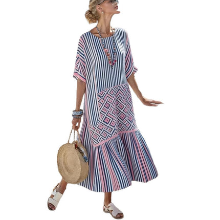 Vestido largo de mujer con estampado digital