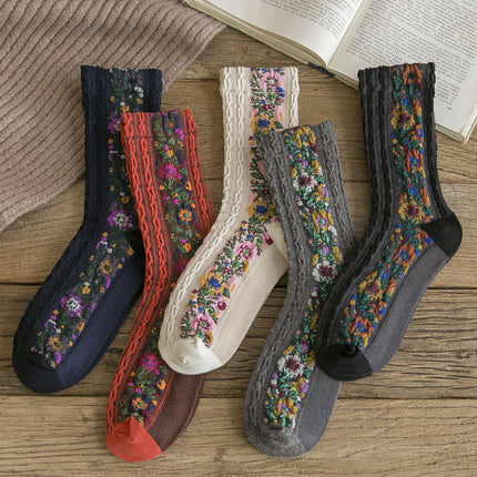 Chaussettes amusantes à fleurs Harajuku pour femmes