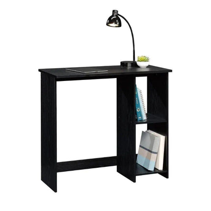 Compact Black Oak Writing Desk with Storage Shelves - Wnkrs